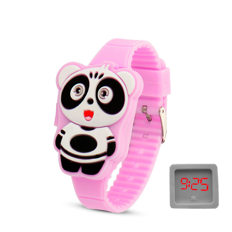 Reloj Led Niño Niña infantil Oso Panda Violeta + estuche