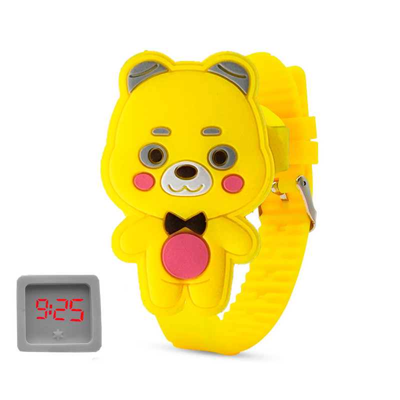 Reloj Led Niño Niña infantil Oso Amarillo + estuche