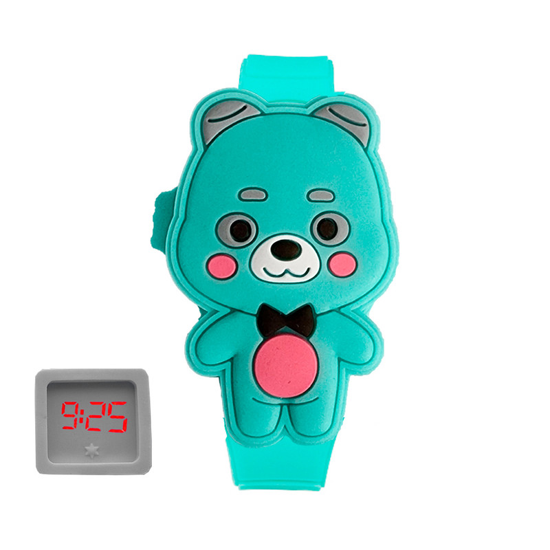 Reloj Led Niño Niña infantil Oso Turquesa + estuche