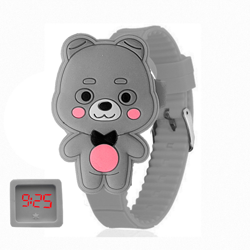 Reloj Led Niño Niña infantil Oso Gris + estuche