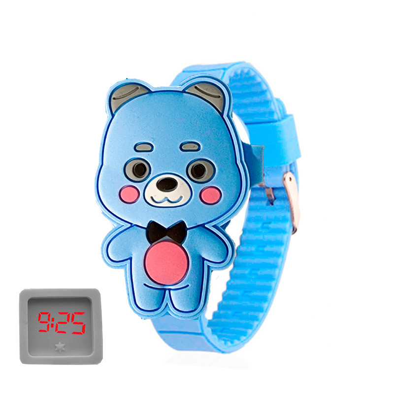 Reloj Led Niño Niña infantil Oso Azul + estuche