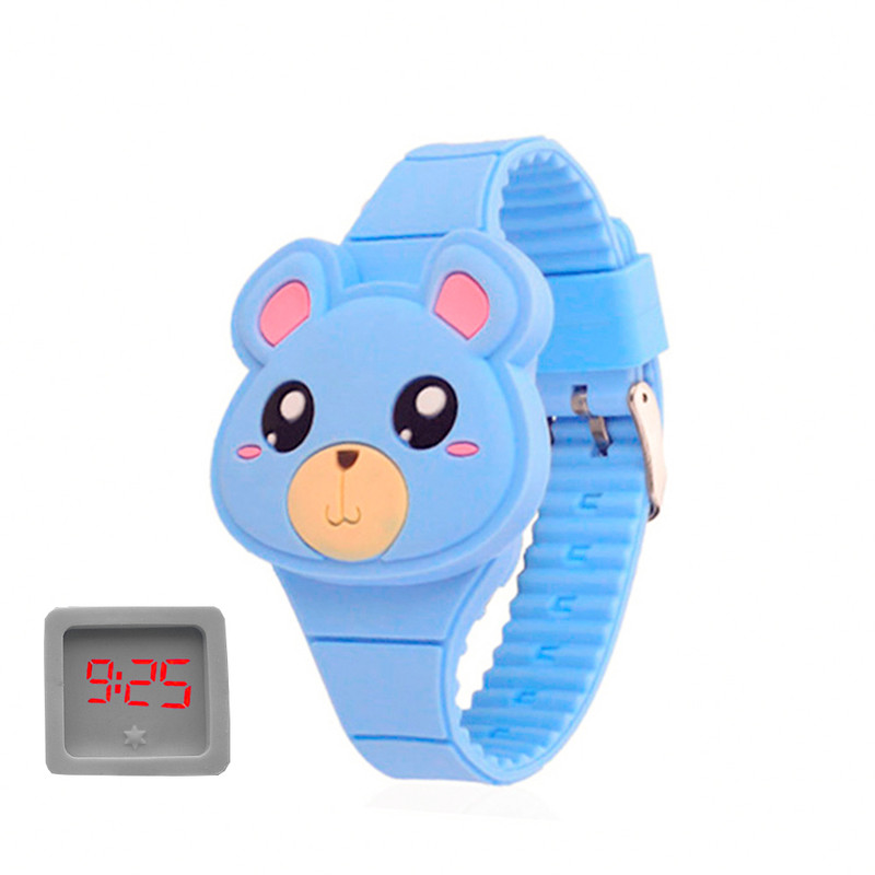 Reloj Led Niño Niña infantil Osito Azul + estuche