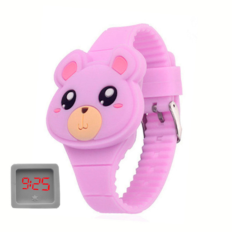 Reloj Led Niño Niña infantil Osito Violeta + estuche