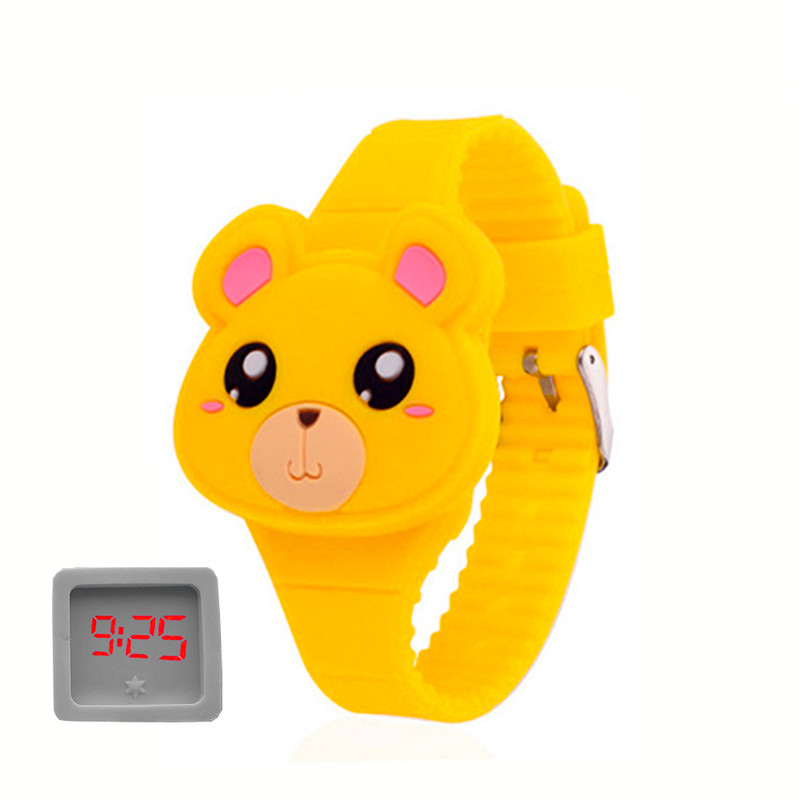 Reloj Led Niño Niña infantil Osito Amarillo + estuche