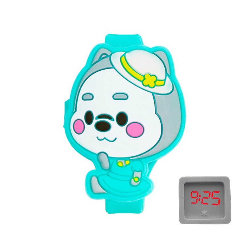 Reloj Led Niño Niña infantil Perrita Turquesa + estuche