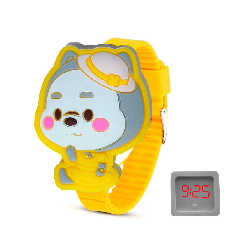 Reloj Led Niño Niña infantil Perrita Amarilla + estuche