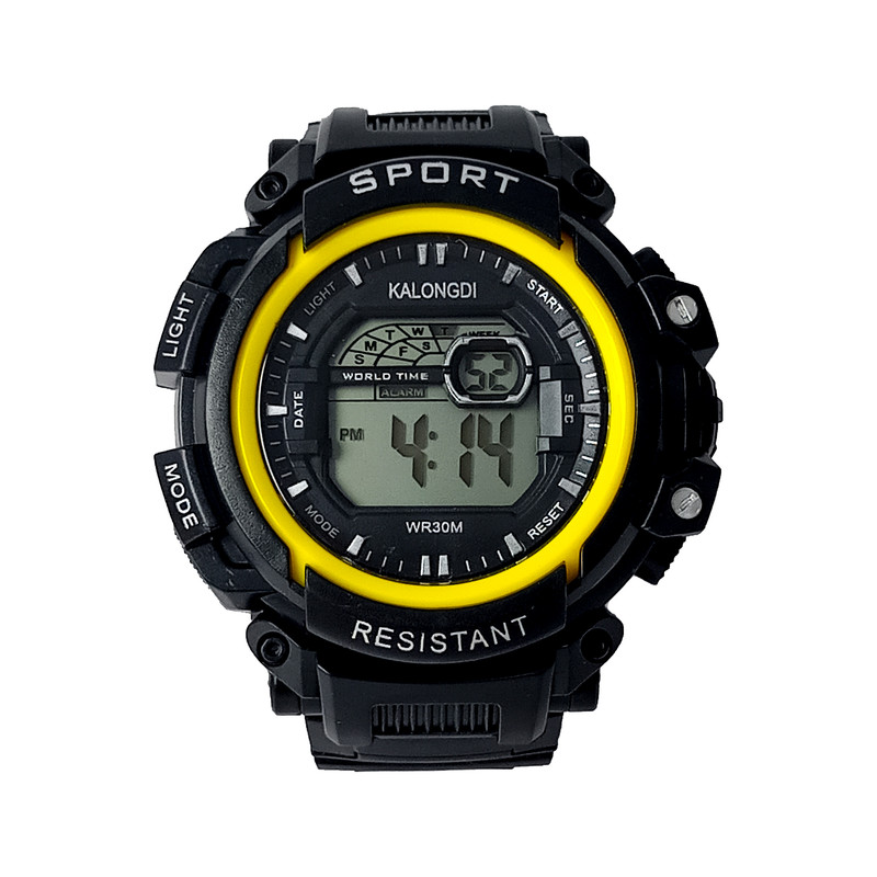 Reloj Impermeable Digital Negro Amarillo