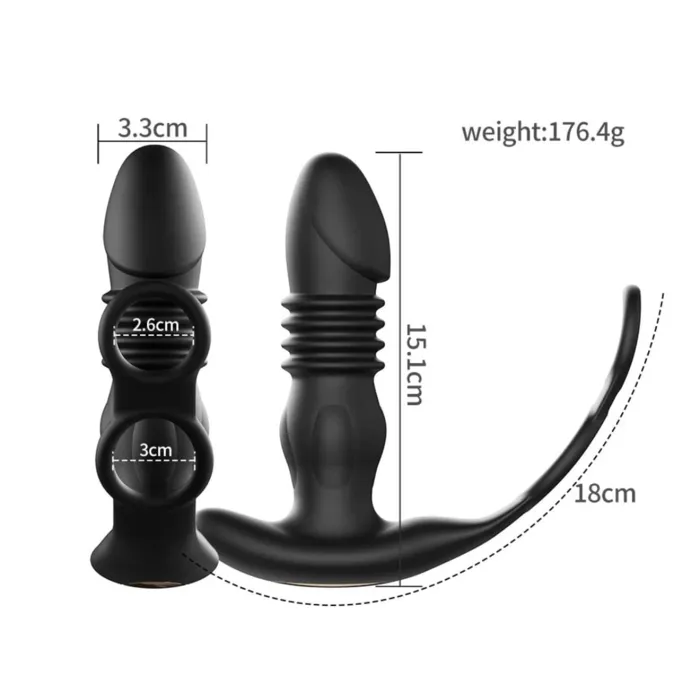 Vibrador Prostatico Masajeador De Prostata Con Anillo Retardante 10 Modos De Vibración Control Remoto Inalambrico (Recargable)