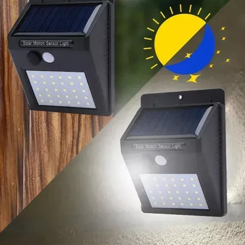 Lámpara De Energía Solar Con Sensor De Movimiento Automático De 30 LED, Color Negro