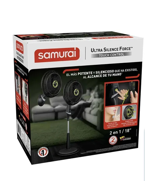 Ventilador de pared Samurai Ultra Silence Force turbo negro con 6 aspas, 18" de diámetro 110 V - 120 V