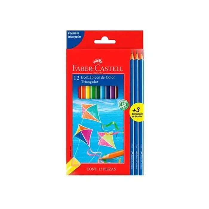 Colores Triangulares Largos X 12 + 3 Lapices Faber Castell