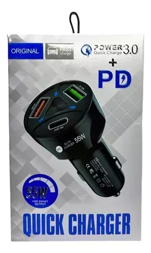 Transmisor Cargador De Carro 12v 3 Puertos Usb 3.1a Pd 20w Qc 3.0 55w