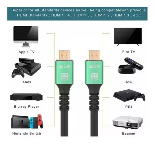 Cable Hdmi 8k Gamer 5 Metros Vídeo 165 240 Hz Ps5 Ps4 Xbox