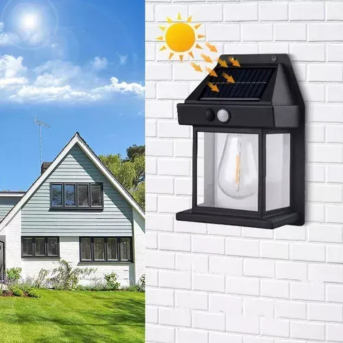 Lámpara Farol Luz Led De Pared Reflector Sensor De Movimiento Con Panel Solar Exteriores