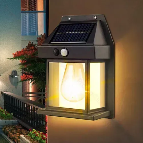 Lámpara Farol Luz Led De Pared Reflector Sensor De Movimiento Con Panel Solar Exteriores