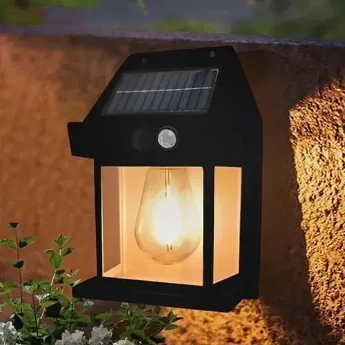 Lámpara Farol Luz Led De Pared Reflector Sensor De Movimiento Con Panel Solar Exteriores