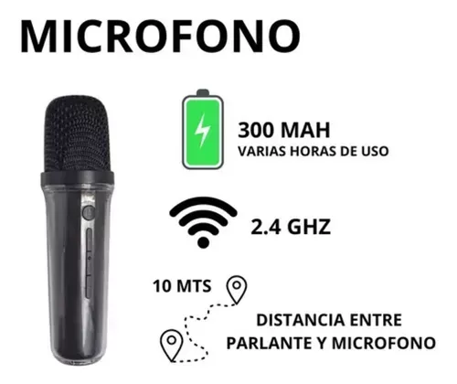 Parlante Megáfono Bt Inalámbrico Led Voz Karaoke + Micrófono