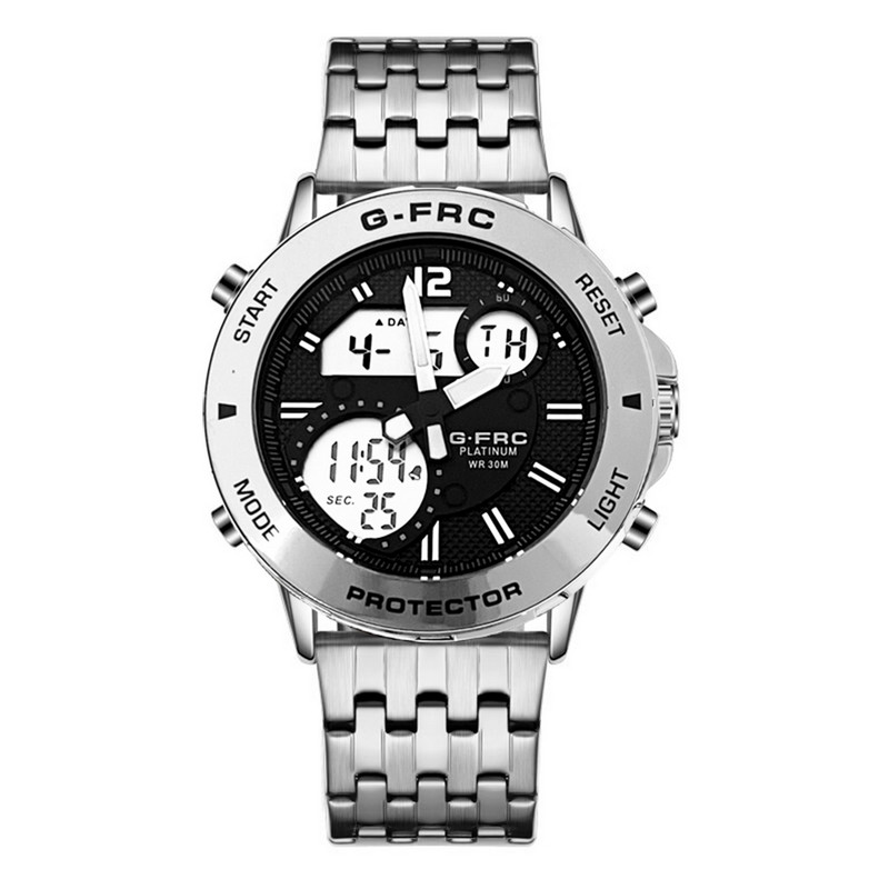 Reloj G-force Original Al175 Digital Acero Hombre Plateado + Estuche