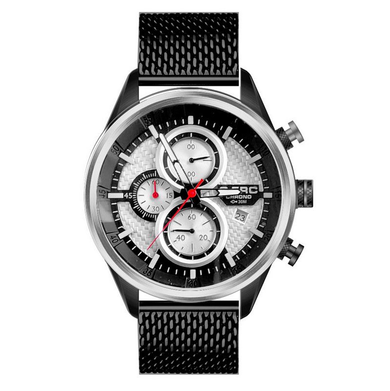 Reloj G-force Original H3775g Cronografo Hombre Negro Fondo Plateado + Estuche