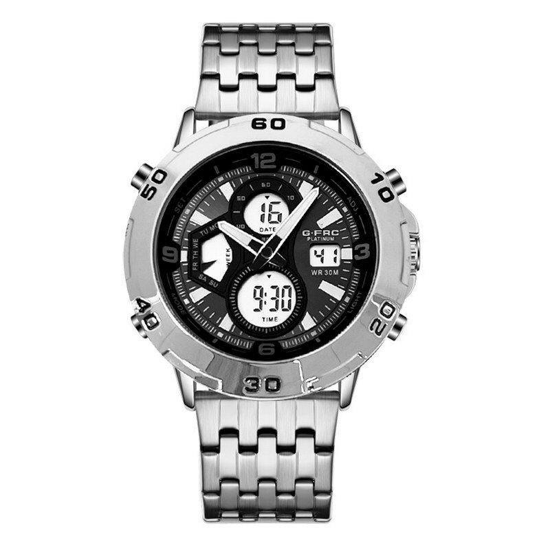 Reloj G-force Original Al172 Digital Acero Hombre Plateado + Estuche