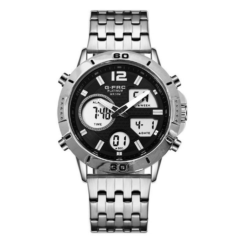 Reloj G-force Original Al173 Digital Acero Hombre Plateado + Estuche