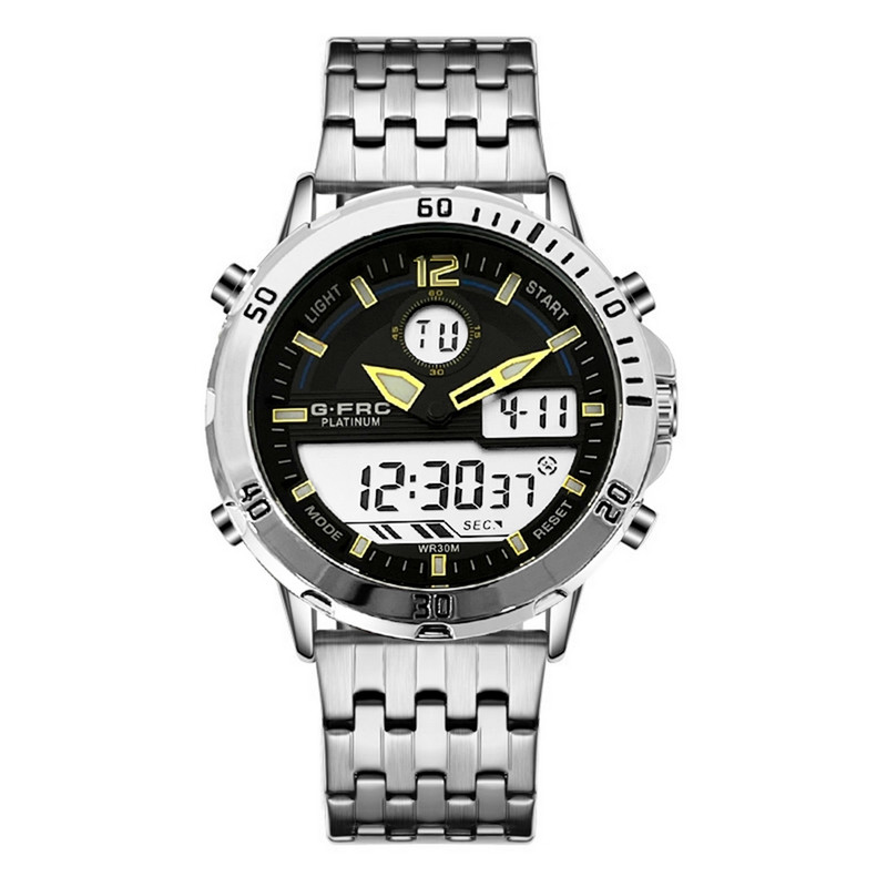 Reloj G-force Original Al176 Digital Acero Hombre Plateado + Estuche