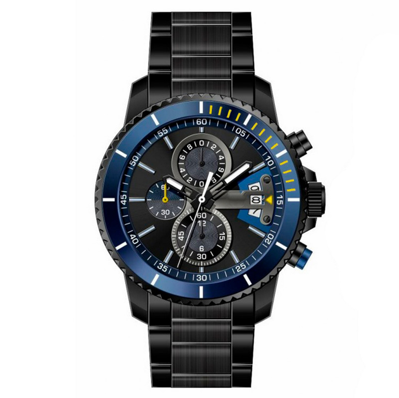 Reloj G-force Original H3843g Cronografo Negro Borde Azul + Estuche