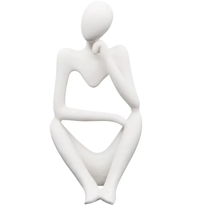 Figura Estatua De Pensador Abstracto Decoracion Hogar Blanco