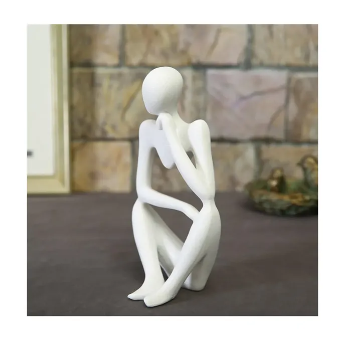 Figura Estatua De Pensador Abstracto Decoracion Hogar Blanco