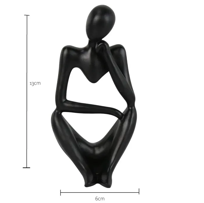 Figura Estatua De Pensador Abstracto Decoracion Hogar Negro