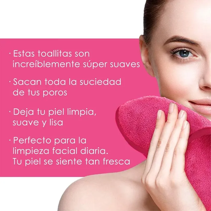 Toalla Paño Mágico Facial Removedor Maquillaje Reutilizable Rosado