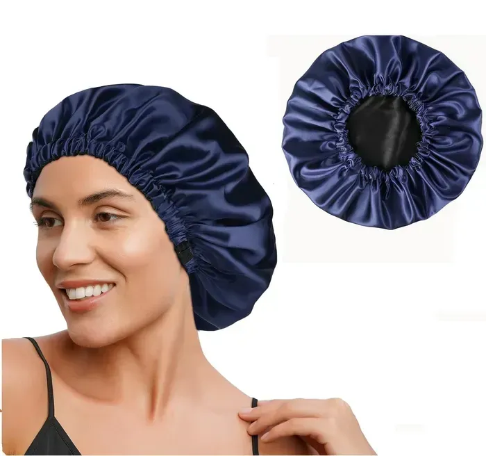 Gorro Satín Ajustable Anti Enredo Elegante Azul