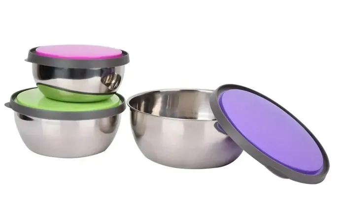 Set X 3 Bowls Tapa Hermetica Tuppers Contenedores Alimentos