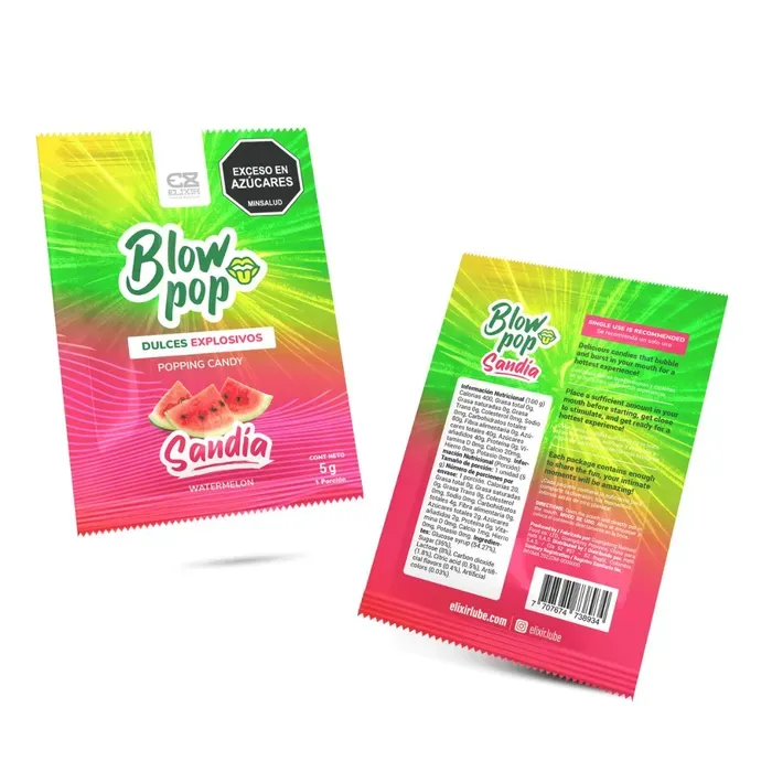 Dulces Explosivos Blow Pop Elixir Sandia+Mora (2 sobres)