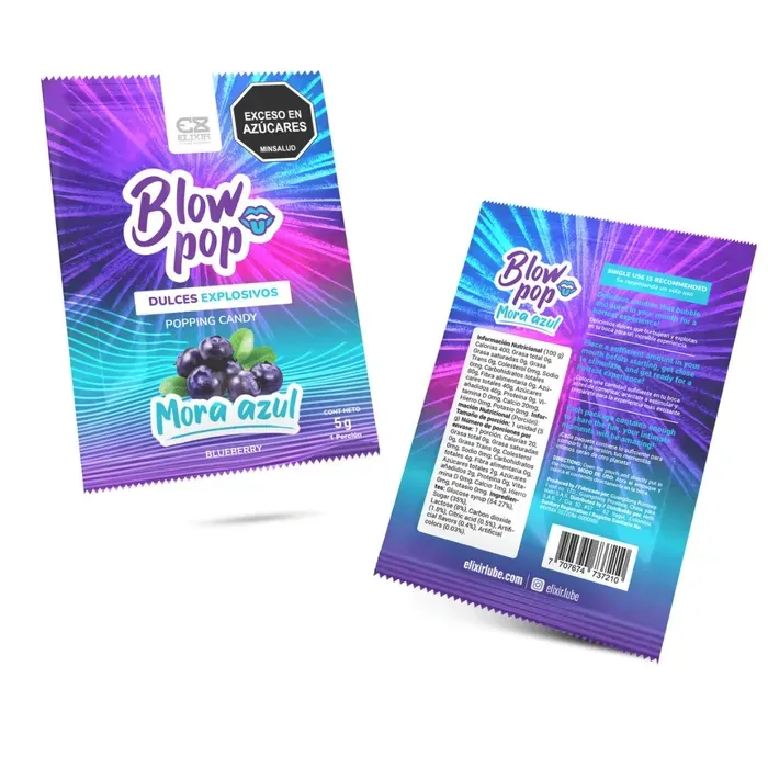 Dulces Explosivos Blow Pop Elixir Sandia+Mora (2 sobres)