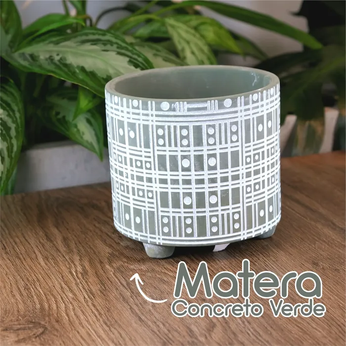 Matera Cerámica Verde Grande Diseño Cuadrados