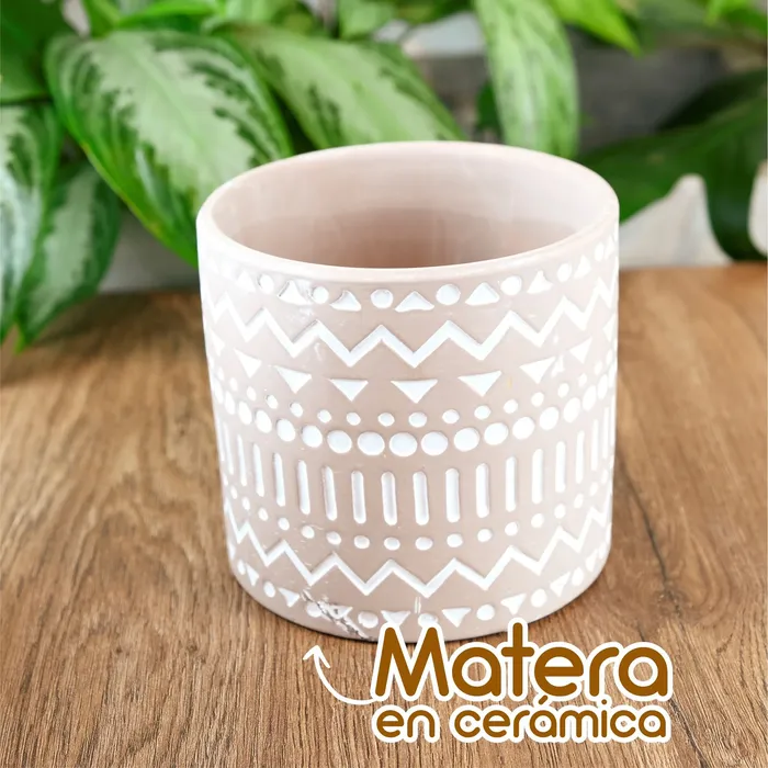 Matera Cerámica Marrón Mediana Diseño Tribal