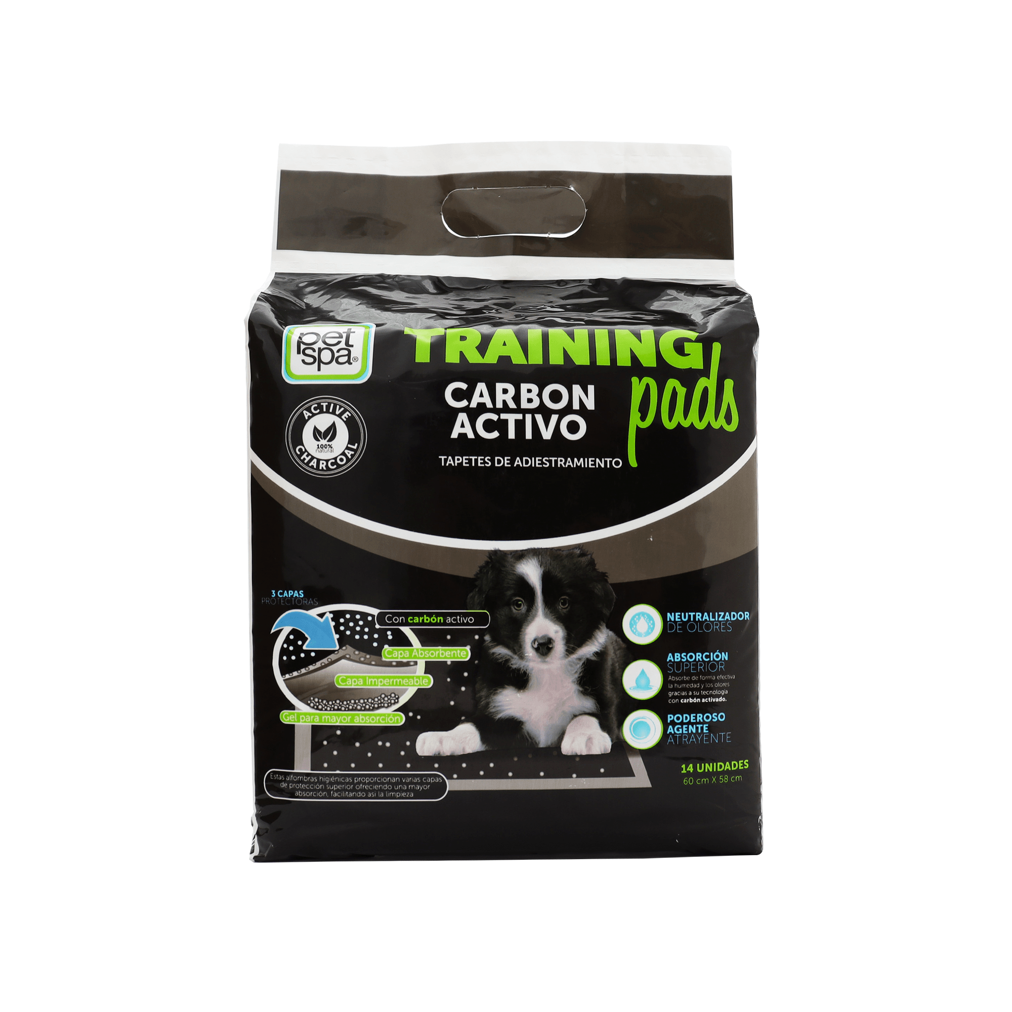 Tapete Para Perros Trainning Pads Carbon Activo 14 Unidades