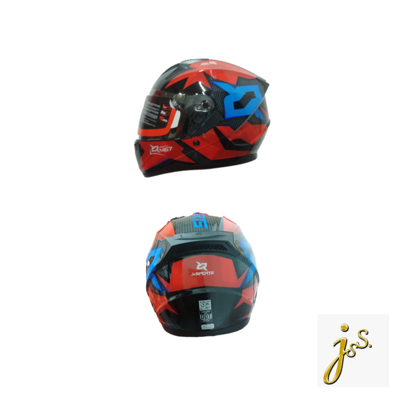 Casco MOTO X-SPORTS M67 Claw Talla M Negro Rojo Brillante