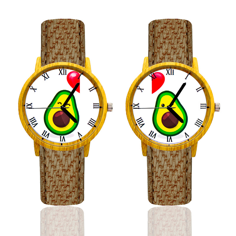 Reloj Pareja MI Medio Aguacate Tono Madera Marron Verde