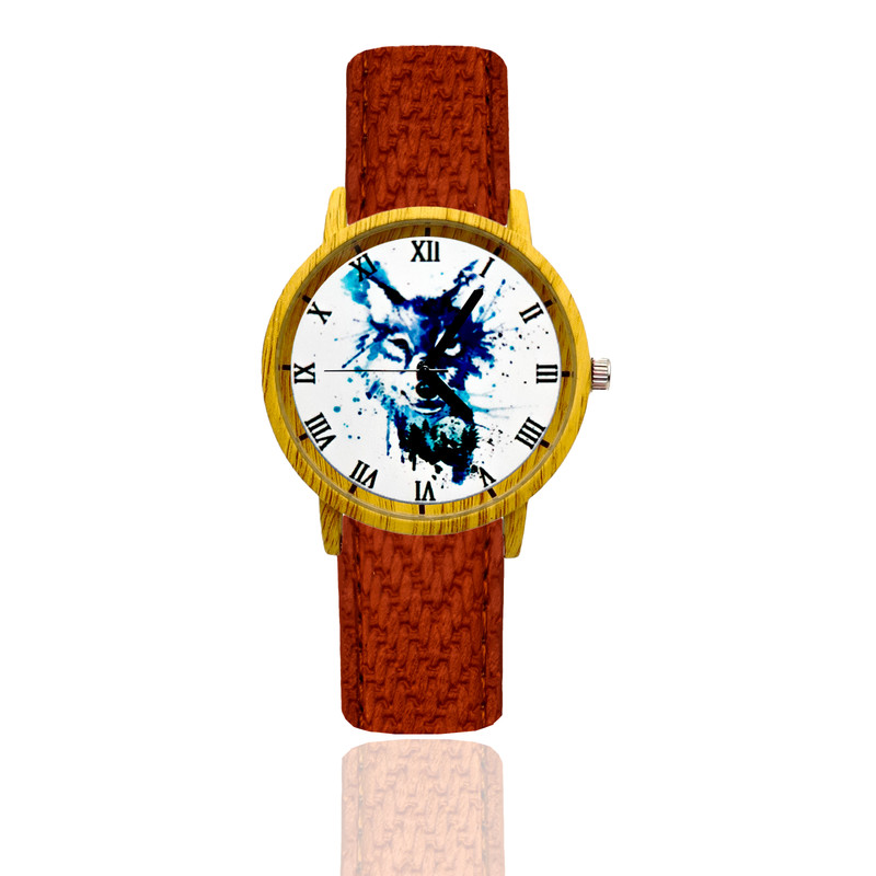 Reloj Lobo Estilo Madera 