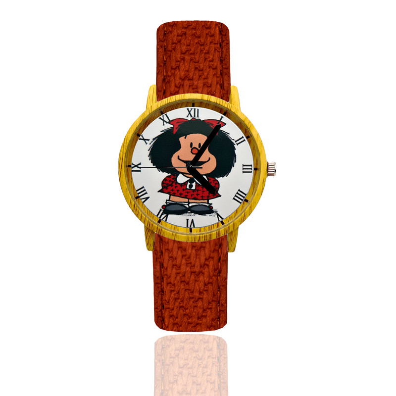 Reloj Mafalda Estilo Madera 