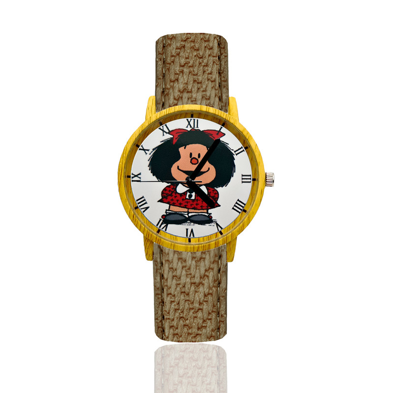 Reloj Mafalda Estilo Madera Marron