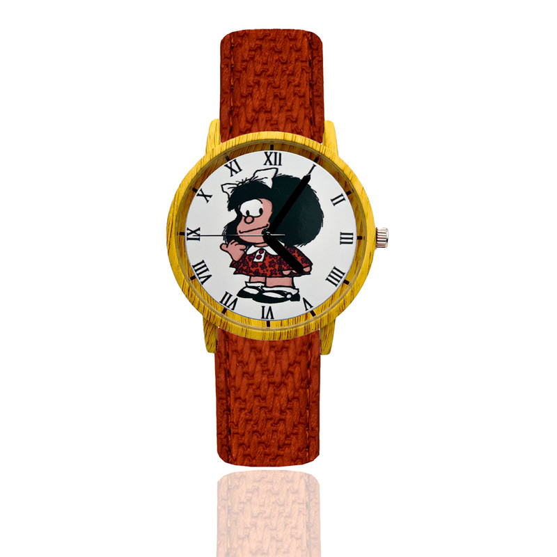 Reloj Mafalda Blanco Estilo Madera 