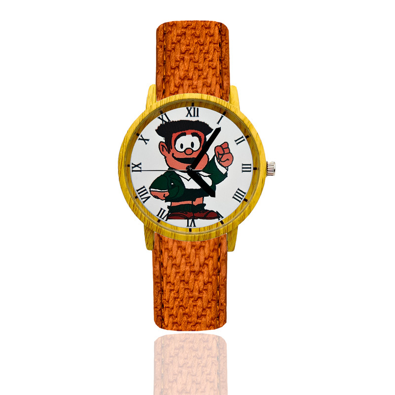 Reloj Mafalda Manolito Estilo Madera Marron Claro