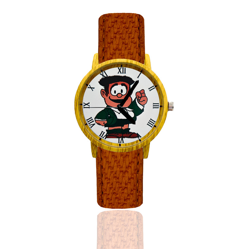 Reloj Mafalda Manolito Estilo Madera Marron Oscuro