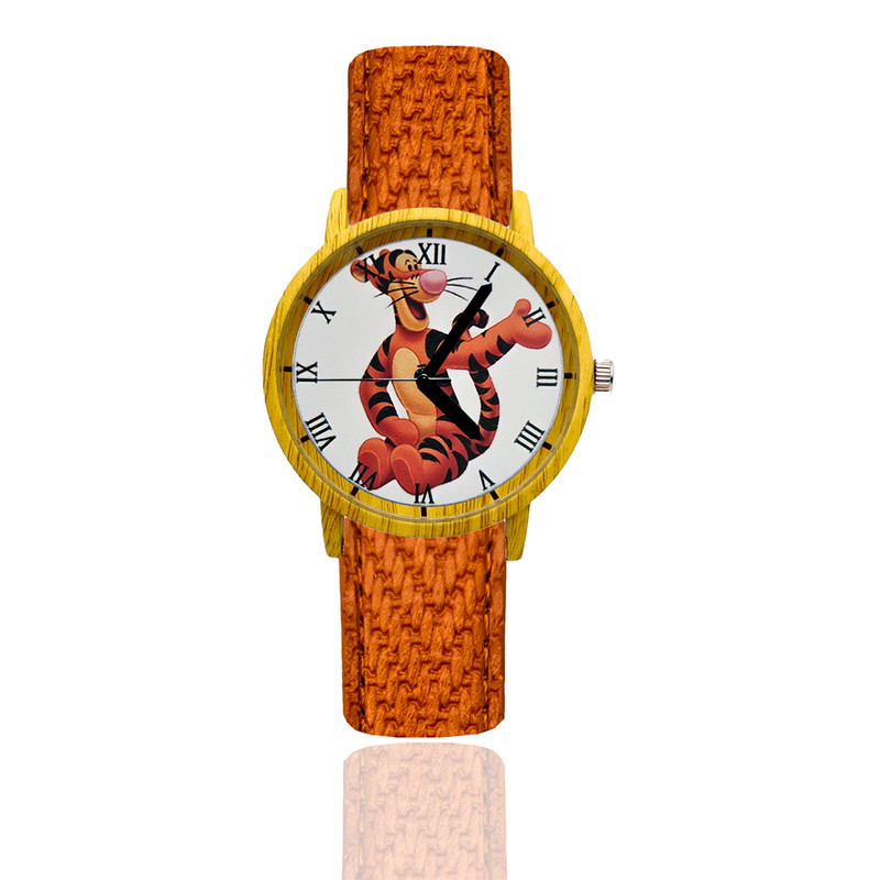 Reloj Winnie Pooh Tigger Estilo Madera Marron Claro