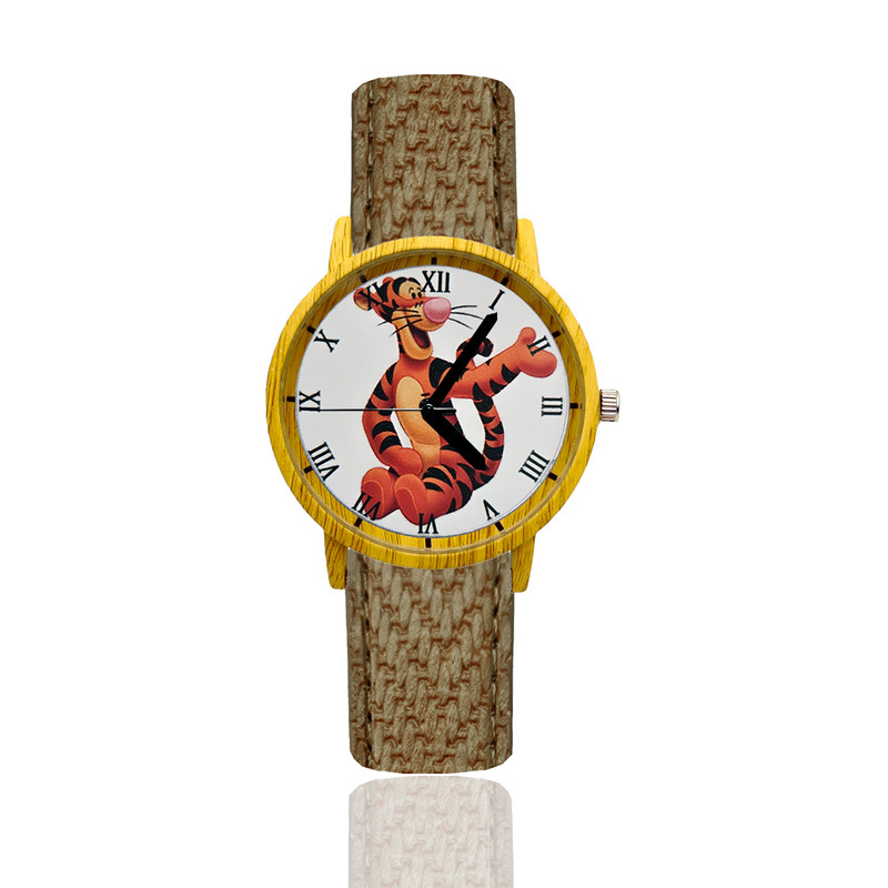 Reloj Winnie Pooh Tigger Estilo Madera Marron