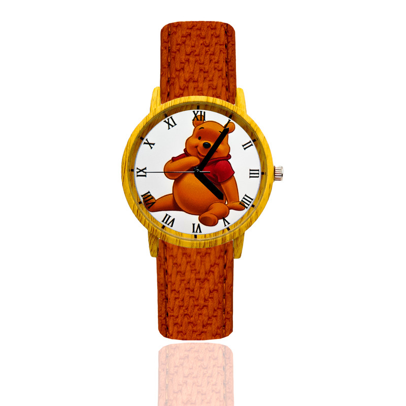 Reloj Winni Pooh Estilo Madera Marron Oscuro