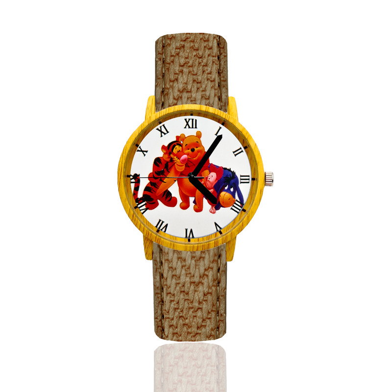 Reloj Winni Pooh Y Amigos Estilo Madera Marron